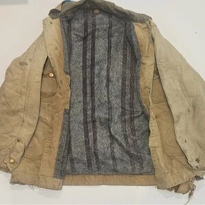 Vtg 80/90 Carhartt Blanket Lined Canvas Chore Barn Jacket Made In USA 46 (XL)